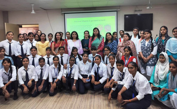A session on Anemia Management during Poshan Maah 2023 at Mayawati Government Girls’ College